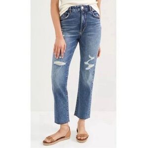 Pilcro The Vintage Straight High Rise Distressed Jeans